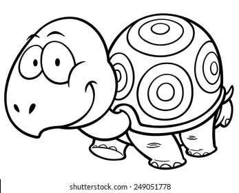 Vector illustration of Cartoon turtle - Coloring book