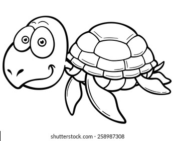 Vector Illustration Cartoon Turtle Coloring Book Stock Vector (Royalty ...