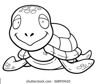 Vector illustration of Cartoon turtle - Coloring book
