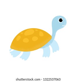 Vector Illustration. Cartoon turtle icon in modern flat style. Ocean animal character. Isolated turtle