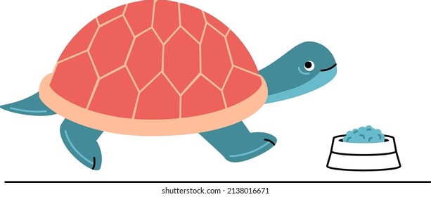 Vector illustration of cartoon turtle on white background.