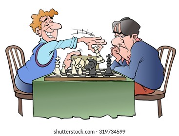 Vector illustration cartoon of two chess players