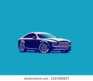 Ilustración vectorial del coche típico de dibujos animados sobre fondo aislado