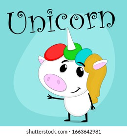 Dibujo vectorial de un unicornio, de estilo infantil