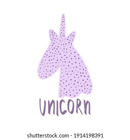 Vector illustration of a cartoon unicorn silhouette, hand-drawn