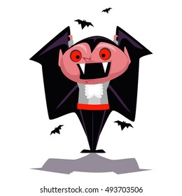 Vector Illustration of Cartoon Vampire Character