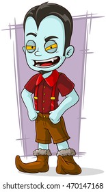 A vector illustration of cartoon vampire kid in red shirt