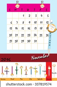 Vector illustration cartoon the various expression of the monkey and pencil  show  the month on the calendar 
