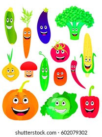 Vector illustration of cartoon vegetables