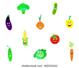 Vector illustration of cartoon vegetables