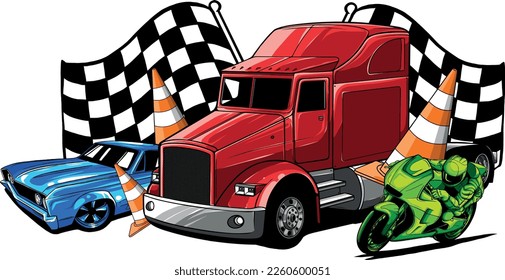 vector illustration of Cartoon vehicles transport design