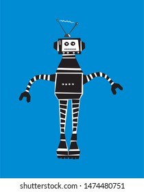 Vector illustration of cartoon vintage robot