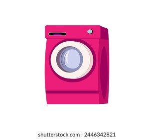 Ilustración vectorial de una lavadora de dibujos animados en color rosa	