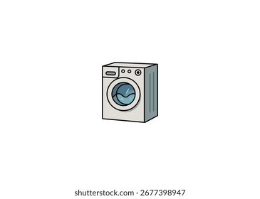 Ilustración vectorial de la lavadora de dibujos animados sobre fondo blanco	