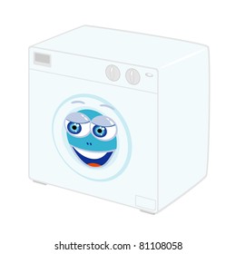 Vector illustration of cartoon washing machine