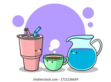Dibujo vectorial del contenedor de agua de dibujos animados.
