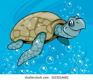 Vector illustration of a cartoon waterfowl turtle