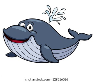 Vector illustration of cartoon whale