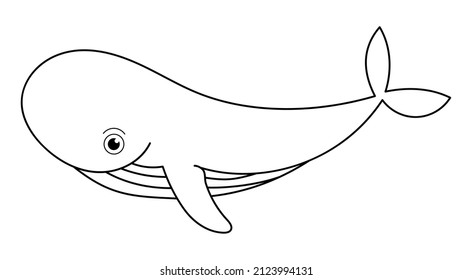 Vector illustration of cartoon whale - Coloring book