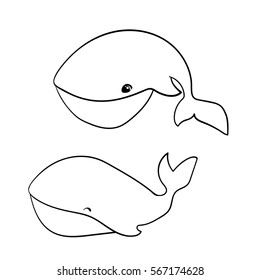 Vector illustration of cartoon whale - Coloring book