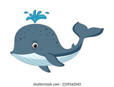 Vector illustration of cartoon whale isolated on white background