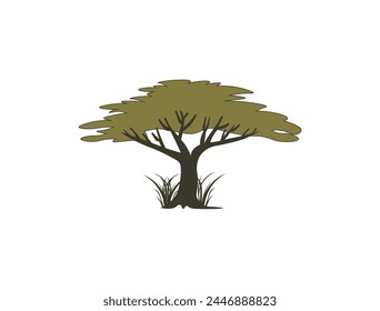 Vector illustration of cartoon wild tree isolated on white background