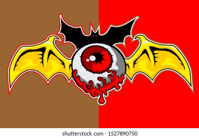 vector illustration of cartoon winged eyes