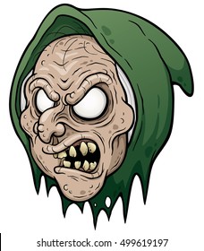 Vector illustration of Cartoon Witch face