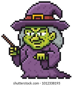 Vector illustration of Cartoon Witch - Pixel design