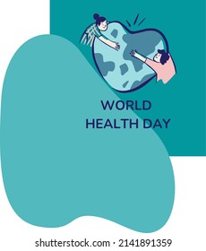 Vector illustration of cartoon woman graphic, heart, text. top view, perfect for background, wallpaper and celebrating world health day