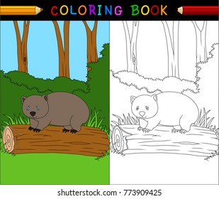 Vector illustration of Cartoon wombat coloring book