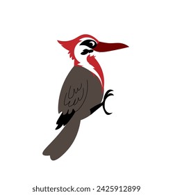 Vector illustration of cartoon woodpecker isolated on white background