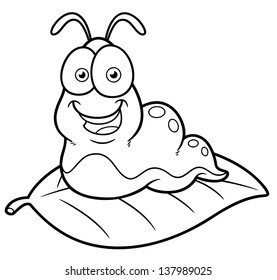 Vector illustration of Cartoon worm - Coloring book