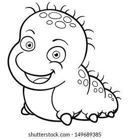 Vector illustration of Cartoon worm - Coloring book