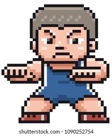 Vector illustration of Cartoon Wrestling player - Pixel design