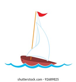 Vector illustration of cartoon yacht