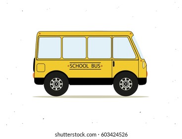 Vector illustration with cartoon yellow school bus