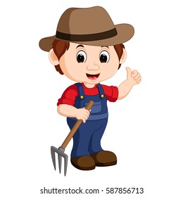 vector illustration cartoon young farmer 260nw 587856713