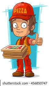 A vector illustration of cartoon young pizza delivery man