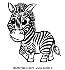 Vector illustration of Cartoon Zebra - Coloring book for kids