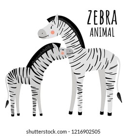 Vector illustration of cartoon zebra isolated set. Eps 10