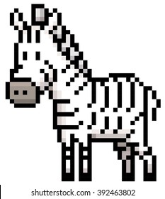 Vector illustration of Cartoon Zebra - Pixel design