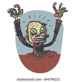 Vector illustration of a cartoon zombie
