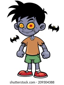 Vector illustration of Cartoon zombie boy