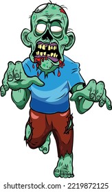 vector illustration of cartoon zombie.. Vector clip art illustration with simple gradients. Each in a separate layer.