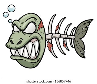 Vector illustration of Cartoon zombie fish