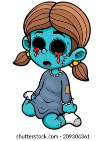 Vector illustration of Cartoon zombie girl