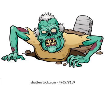 Vector illustration of Cartoon Zombie of the ground