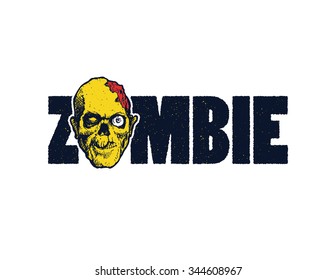 Vector illustration of Cartoon zombie. Hand drawn.