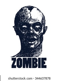 Vector illustration of Cartoon zombie. Hand drawn.